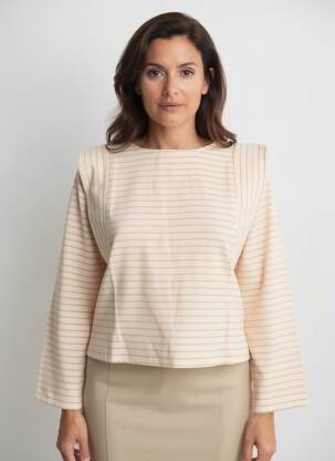 Top coupe cintrée manches longues rose ELÈSIG femme