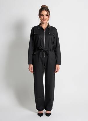 Combi-pantalon poches manches longues noir ELÈSIG femme