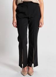 Pantalon droit tissage popeline taille normale noir ELÈSIG femme