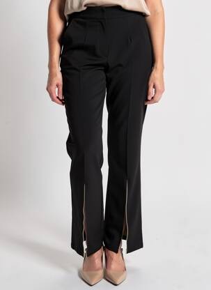 Pantalon droit tissage popeline taille normale noir ELÈSIG femme