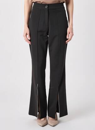 Pantalon droit tissage popeline taille normale noir ELÈSIG femme