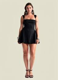 Robe courte sans manche sans manche noir INNOVARE DENIM femme