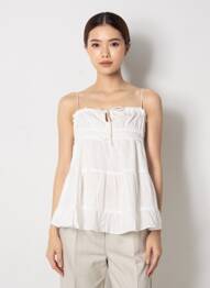Top manches bretelles ajustables fines bretelles blanc BERSHKA femme