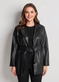 Veste simili cuir manches longues noir MANIÈRE DE VOIR femme