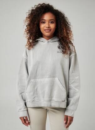 Sweat-shirt à capuche sérigraphie floquée manches longues gris ILOUD femme