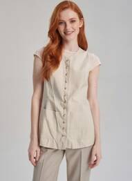Veste casual col rond beige SISTER HOOD femme
