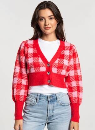 Gilet manches longues stretch rouge BERSHKA femme