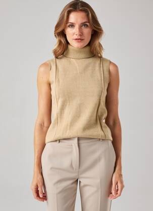 Pull col roulé coupe droite sans manche marron ZARA femme