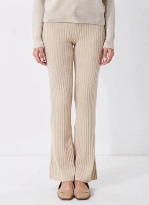 Pantalon flare taille élastique taille normale beige NA-KD femme