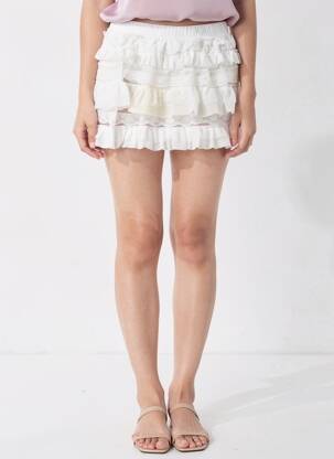Mini-jupe taille élastique blanc S9OLO femme