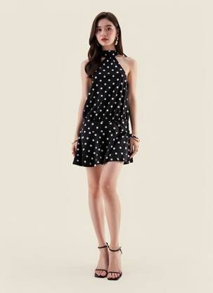 Robe courte coupe évasée fines bretelles noir JADED LONDON femme