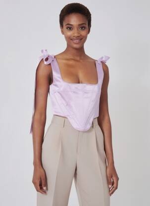 Top col carré fines bretelles violet ATASAN femme