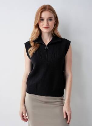 Pull stretch sans manche noir CACHE CACHE femme