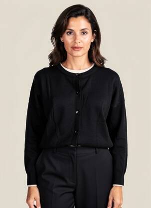 Gilet manches longues col rond noir AGATHE & LOUISE femme