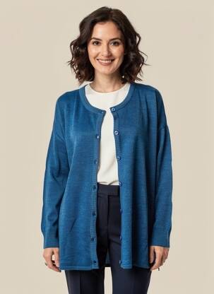 Gilet manches longues col rond bleu AGATHE & LOUISE femme