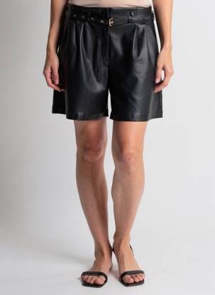 Short tissage simili-cuir taille normale noir ONLY femme
