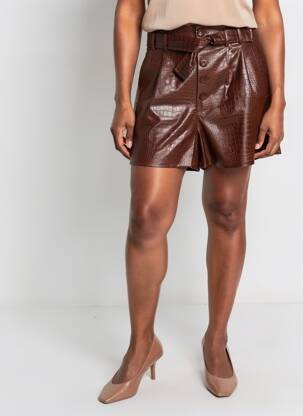 Short tissage simili-cuir taille normale marron MOLLY BRACKEN femme