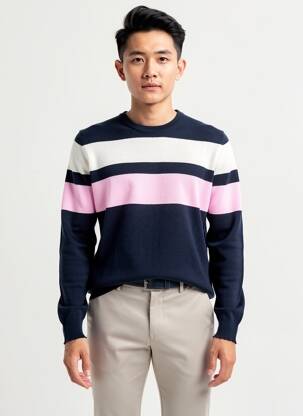 Pull col rond manches longues bleu BEST GUEST homme