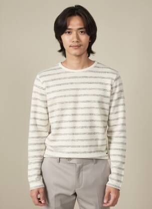Pull col rond manches longues beige DSTREZZED homme