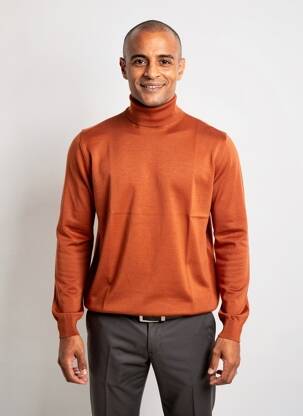 Pull col roulé stretch manches longues marron ROY ROBSON homme