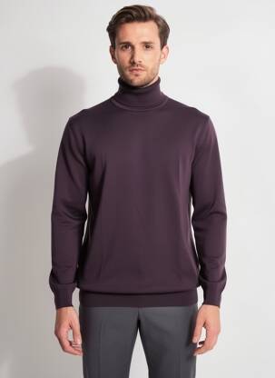 Pull col roulé stretch manches longues violet ROY ROBSON homme