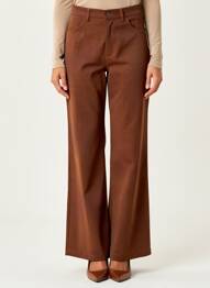 Pantalon flare taille haute taille haute marron LUMINA femme