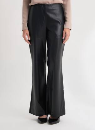Pantalon flare taille élastique taille haute noir YESTA femme