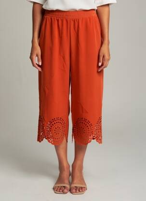 Pantalon 7/8 taille normale taille normale orange MAT. femme