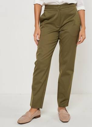 Pantalon chino fermeture zippée sous rabat boutonné taille normale vert MASAI femme