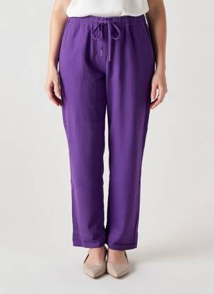Pantalon droit tissage popeline taille normale violet COLETTE femme