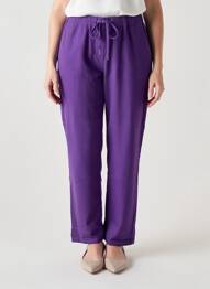 Pantalon droit tissage popeline taille normale violet COLETTE femme