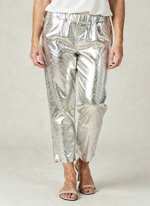 Pantalon 7/8 taille élastique taille normale argent COUTUREINE femme