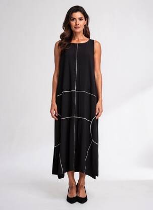 Robe longue sans manche sans manche noir OZAI N KU femme