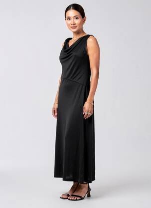 Robe mi-longue manches courtes manches courtes noir NICE THINGS femme