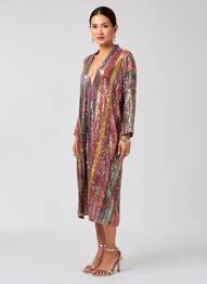 Robe mi-longue coupe fluide manches 3/4 jaune MOMENT femme