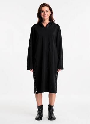 Robe mi-longue manches longues manches longues noir AN II VITO femme