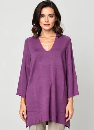 Pull tunique stretch manches 3/4 violet MASAI femme