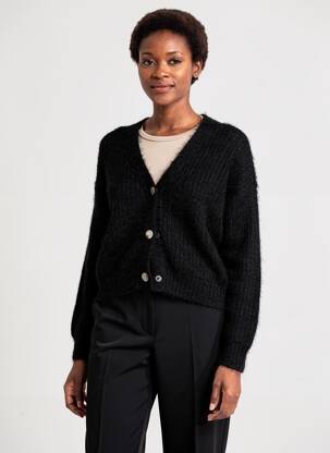 Gilet manches longues resserrée sur le bas noir ESQUALO femme