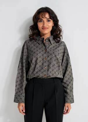 Chemisier imprimé fleurs manches longues gris ZILCH femme