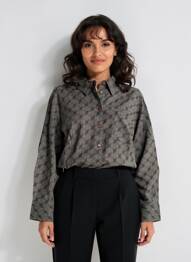 Chemisier imprimé fleurs manches longues gris ZILCH femme