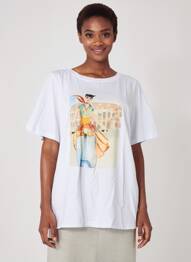 T-shirt sérigraphie manches courtes blanc SOPHIA femme