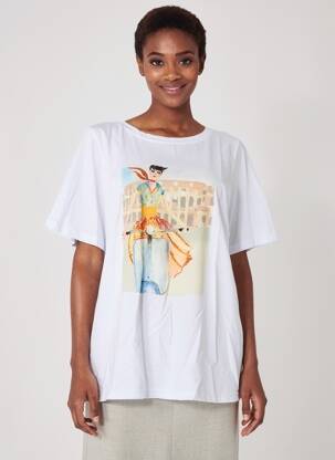 T-shirt sérigraphie manches courtes blanc SOPHIA femme