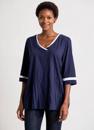 T-shirt col v manches courtes bleu SOPHIA femme