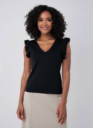 Top stretch manches courtes noir ESQUALO femme