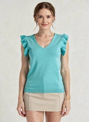 Top tissage jersey manches courtes bleu ESQUALO femme