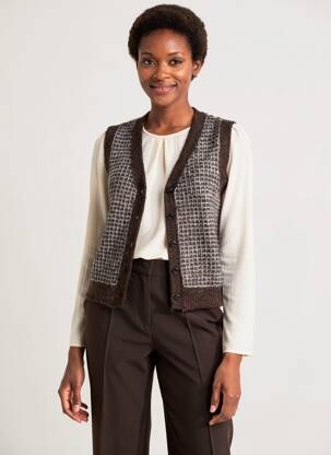 Gilet sans manche fermeture boutonnée sur le devant marron ZILCH femme