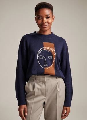 Pull stretch manches longues bleu NICE THINGS femme