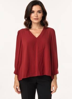 Blouse manches 3/4 manches 3/4 rouge MAT. femme