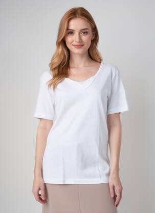 T-shirt stretch manches courtes blanc TRIANGLE D'OR femme