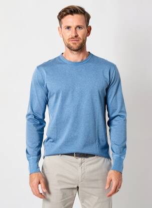 T-shirt stretch manches longues bleu MOULIN NEUF homme
